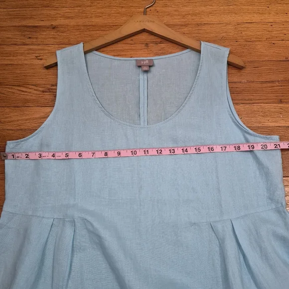 J. Jill NWOT 100% Linen Sleeveless Dress Turquoise Size Large - Picture 6 of 7